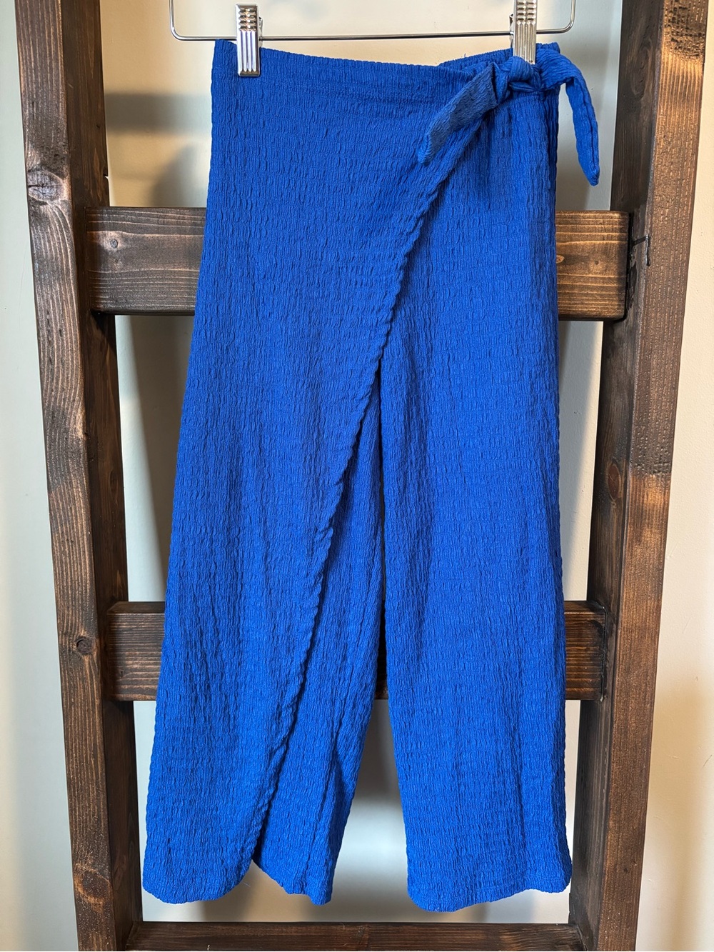 Zara Kids Wrap-Front Wide Leg Pants in Royal Blue - Size 8
